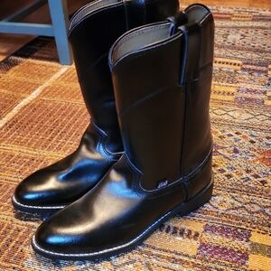 Justin Boots Black Leather Western Boots